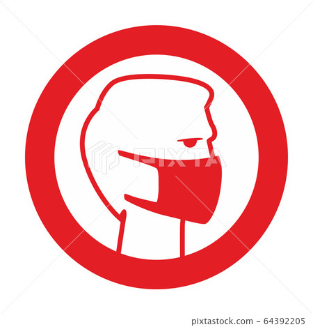 Mouth cap mask Warning and quarantine sign. Lockdown Pandemic Mouth cap mask Warning and quarantine sign. Lockdown Pandemic 64392205