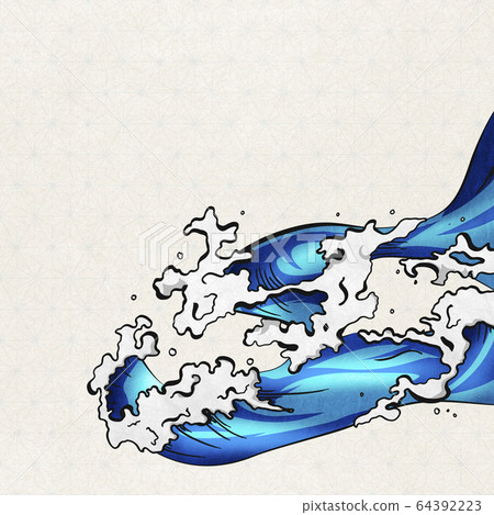 浮世繪 波 效果 水 日本 日本白紙 大麻葉 插圖素材 圖庫