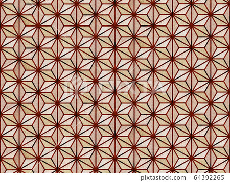 六角麻葉紋理圖案鑲木地板 64392265