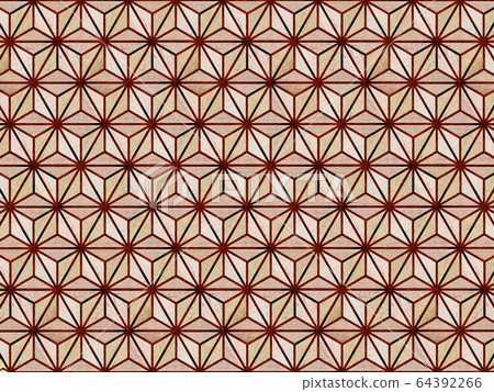 六角麻葉紋理圖案鑲木地板 64392266