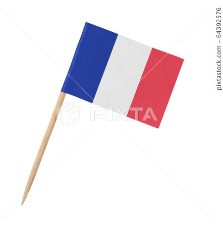 Small paper French flag on wooden stick Small paper French flag on wooden stick 64392576