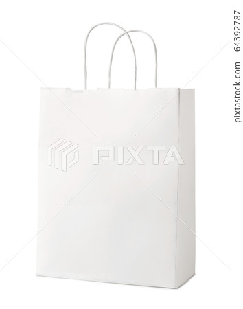 White paper bag mock up with handles White paper bag mock up with handles 64392787