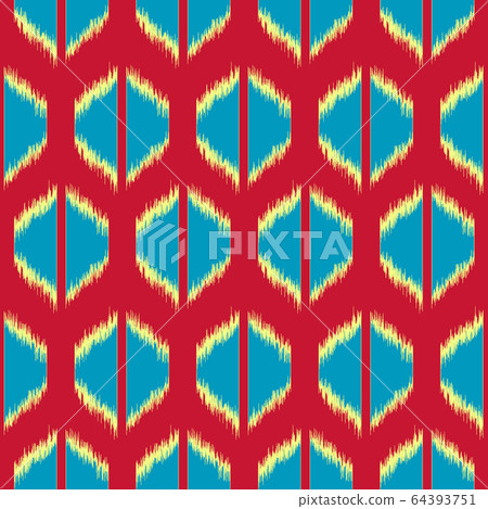 ikat Seamless Pattern Design for Fabric. Vector - Stock Illustration ...
