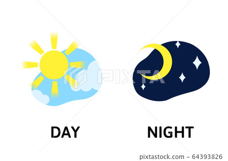 Words day and night flashcard. Opposite... - Stock Illustration ...