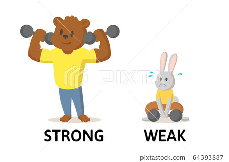 Words strong and weak flashcard with cartoon... - Stock Illustration  [64393887] - PIXTA