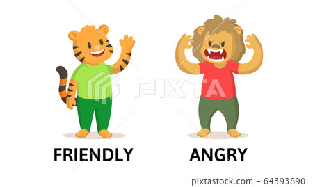 vector art illustration, cute cat is angry, animal character flat