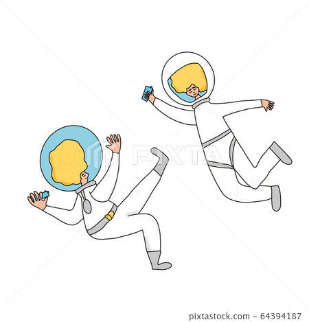 Astronaut in open space Man floating in universe 64394187