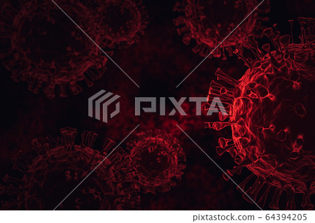 Coronavirus 2019-nCoV 3D rendering model.   64394205