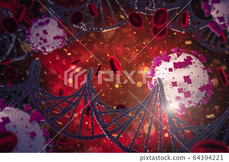 Coronavirus 2019-nCoV 3D rendering model.   64394221