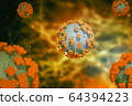 Coronavirus 2019-nCoV 3D rendering model.   64394223