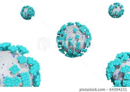 Coronavirus 2019-nCoV 3D rendering model.   64394231