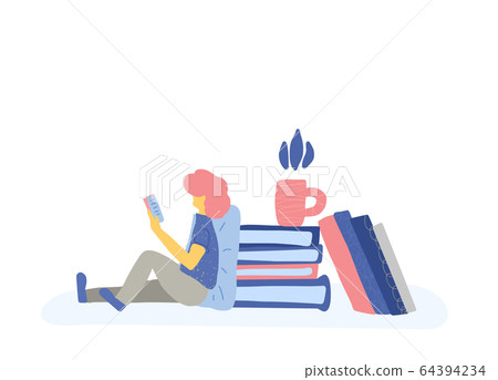 Reading a book concept. Vector color design. 64394234