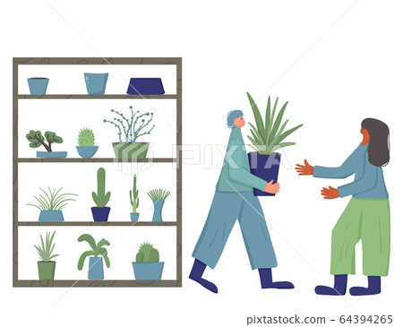 House plant lover concept Hand drawn vector flower House plant lover concept Hand drawn vector flower 64394265