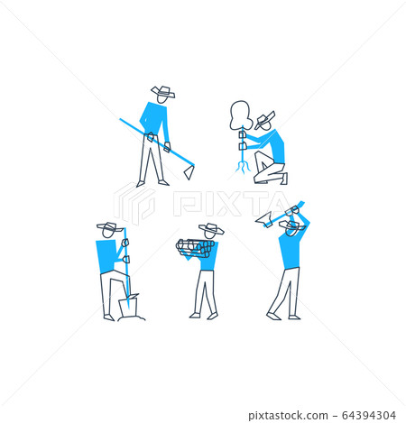 Working men at farm, season works 64394304