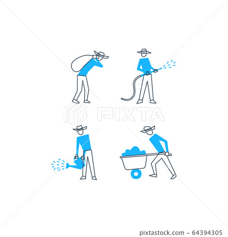 Working men at farm, season works 64394305