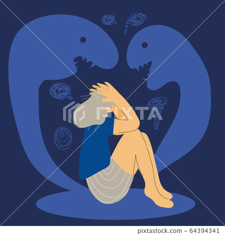 Mental disorder. Vector person with bad mood. 64394341