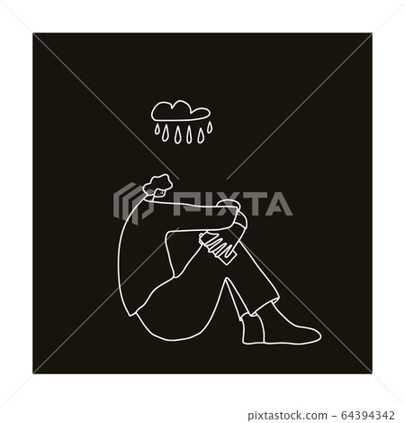 Mental disoder. Young people sitting on the floor. Mental disoder. Young people sitting on the floor. 64394342