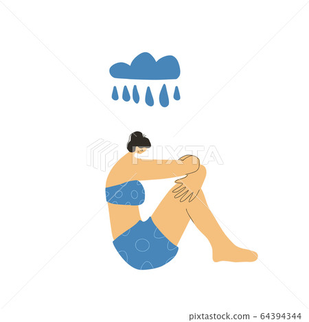 Mental disorder. Vector person with bad mood. Mental disorder. Vector person with bad mood. 64394344