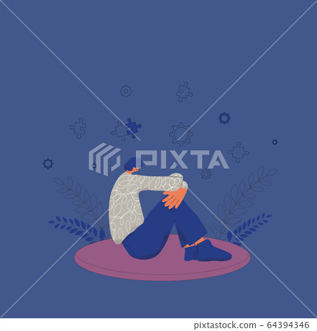 Mental disorder. Vector person with bad mood. Mental disorder. Vector person with bad mood. 64394346
