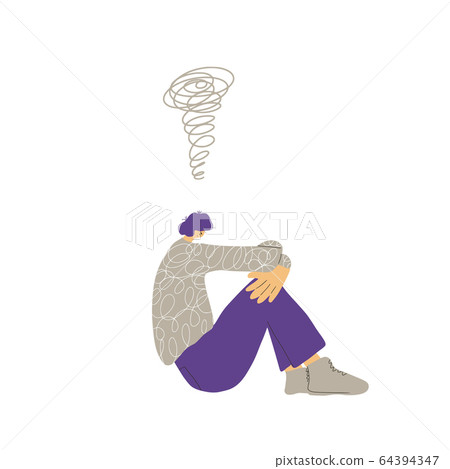 Mental disorder. Vector person with bad mood. Mental disorder. Vector person with bad mood. 64394347
