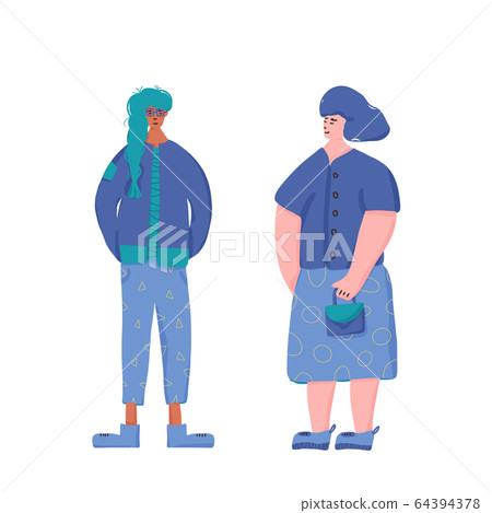 Girls. Female person isolated. Vector cute lady. Girls. Female person isolated. Vector cute lady. 64394378