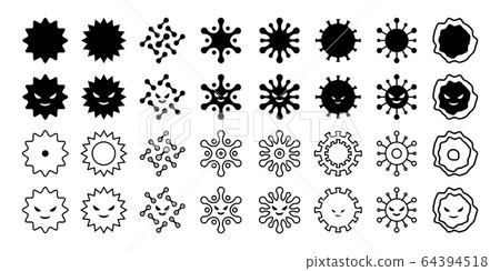 Virus bacteria pollen icon set illustration black and white Virus bacteria pollen icon set illustration black and white 64394518