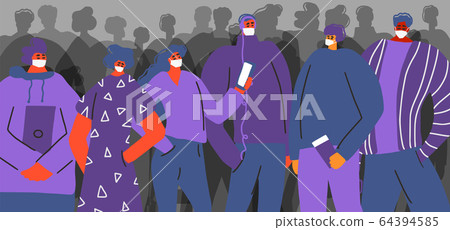 Coronavirus 2019 icon People in  medical face mask 64394585