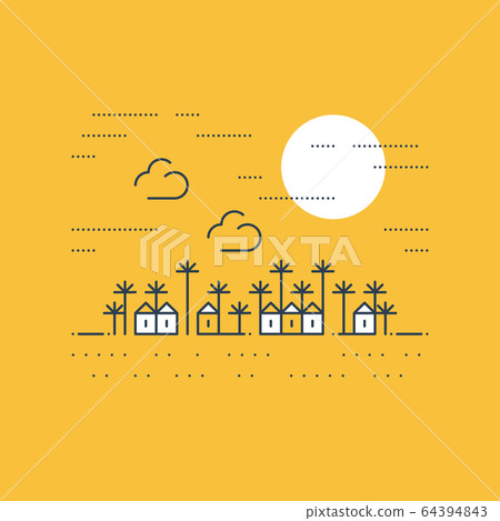 Southern village houses under sun 64394843