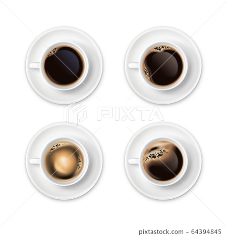 Coffee In Cups Realistic Set 64394845