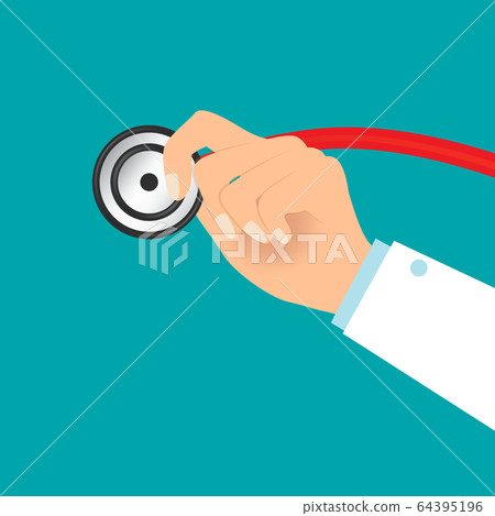 Doctor holding stethoscope. Medical background. 64395196