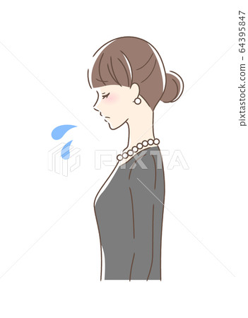 Sad profile woman - Stock Illustration [64395847] - PIXTA