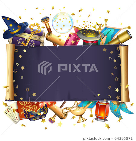 Vector Magic Scroll with Stars Vector Magic Scroll with Stars 64395871