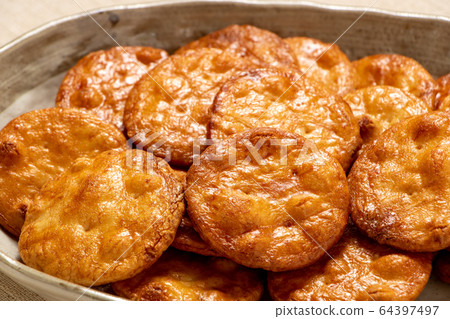 Soy sauce rice cracker. 64397497