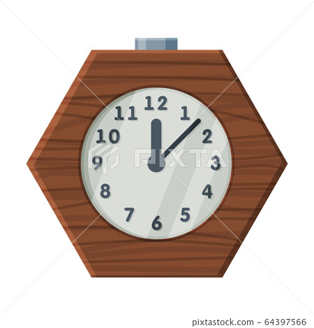 Wooden Table Clock, Retro Style Time Measuring Instrument Vector Illustration Wooden Table Clock, Retro Style Time Measuring Instrument Vector Illustration 64397566