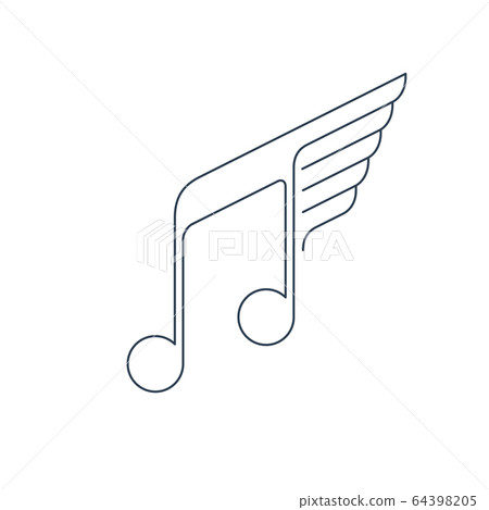 Music logo thin lines with wings Music logo thin lines with wings 64398205