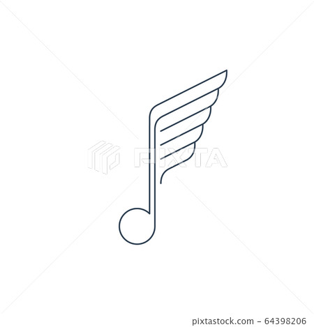 Music logo thin lines with wings Music logo thin lines with wings 64398206