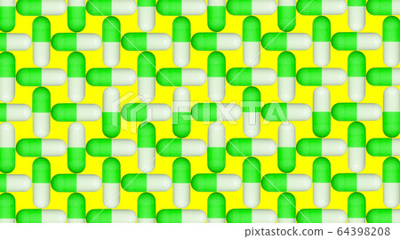 white and green pills on yellow background pattern white and green pills on yellow background pattern 64398208