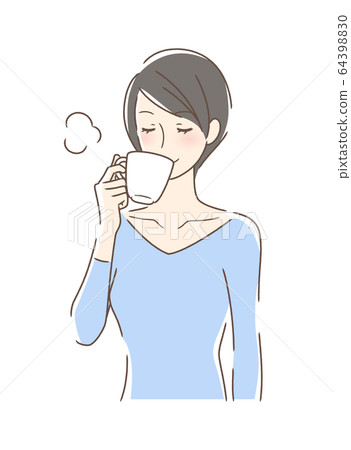 Woman drinking coffee in McCup Woman drinking coffee in McCup 64398830