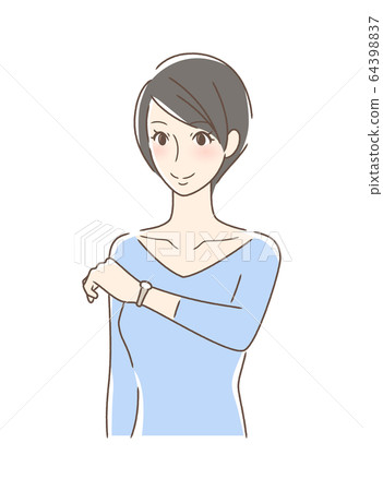 插图素材: 一个女人看著一块手表 查看全部