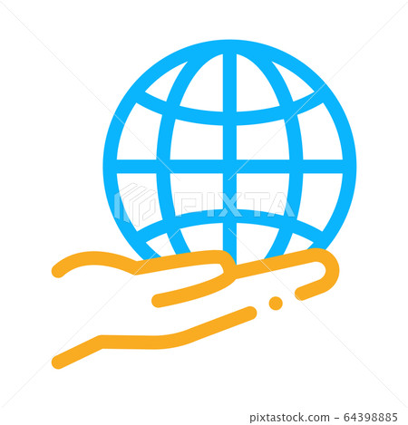 planet in our hands icon vector outline illustration 64398885
