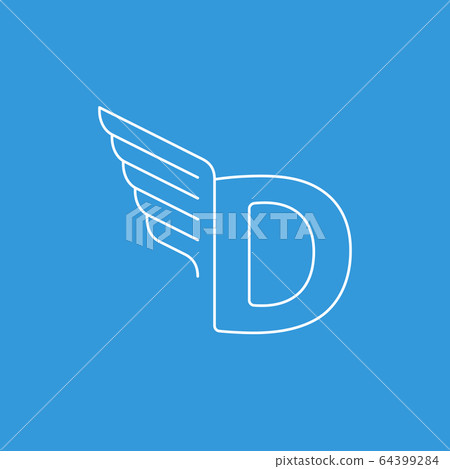 Letter D logo with wings in thin lines 64399284