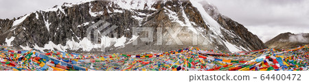 Drolma La Pass on altitude 5650 meters above sea level is the highest point of the ritual route around the Sacred Mount Kailash in Western Tibet. Drolma La Pass on altitude 5650 meters above sea level is the highest point of the ritual route around the Sacred Mount Kailash in Western Tibet. 64400472