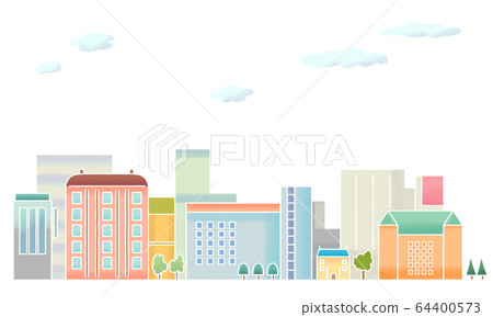 城市景觀的插圖(無縫) 城市景觀的插圖(無縫) 64400573