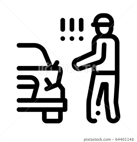 indignant driver of broken car bumper icon vector outline illustration indignant driver of broken car bumper icon vector outline illustration 64401148