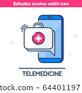 The smartphone,  first aid kit in the sms bubble 64401197