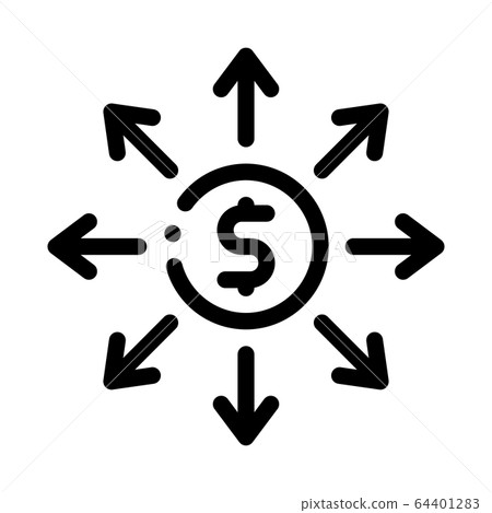 money prevalence everywhere icon vector outline illustration 64401283