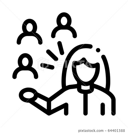 presentation of people by woman icon vector outline illustration 64401388
