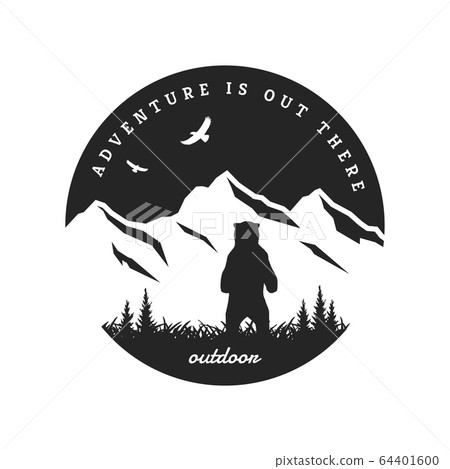 Journey into the wild. Badge, t-shirt design. Vector illustration. Journey into the wild. Badge, t-shirt design. Vector illustration. 64401600