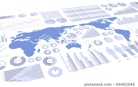 Business materials and world map 64402048