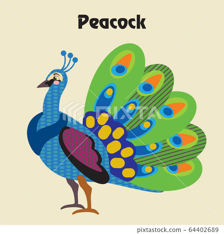 Vector cartoon peacock 64402689